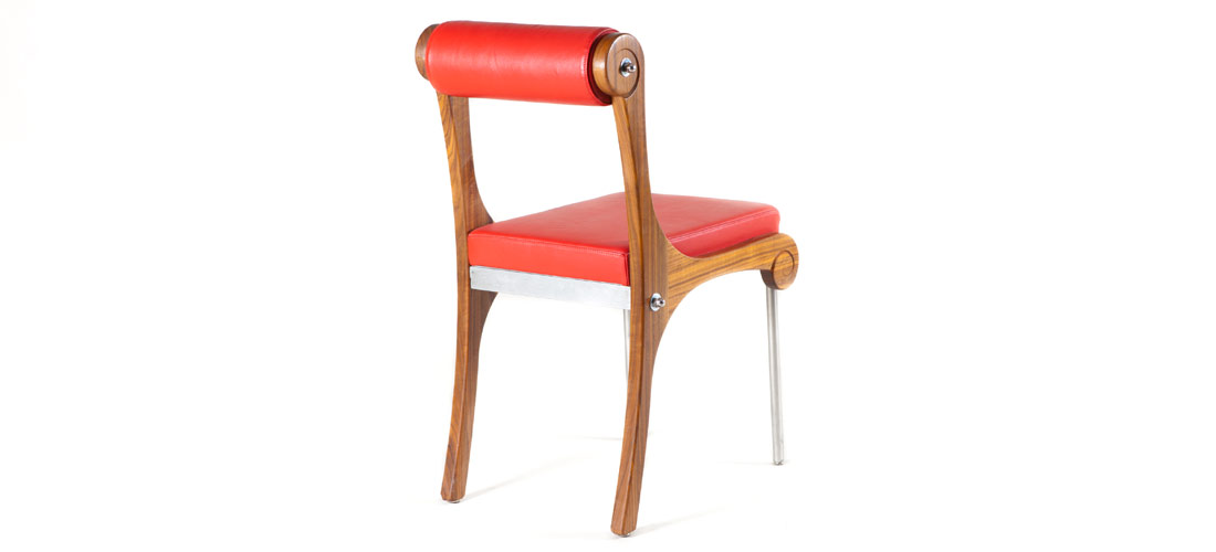 American Walnut / Stainless Steel / Red Leather
