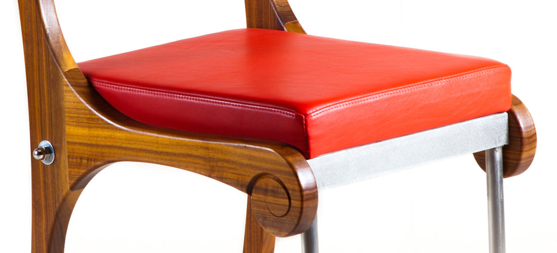 American Walnut / Stainless Steel / Red Leather