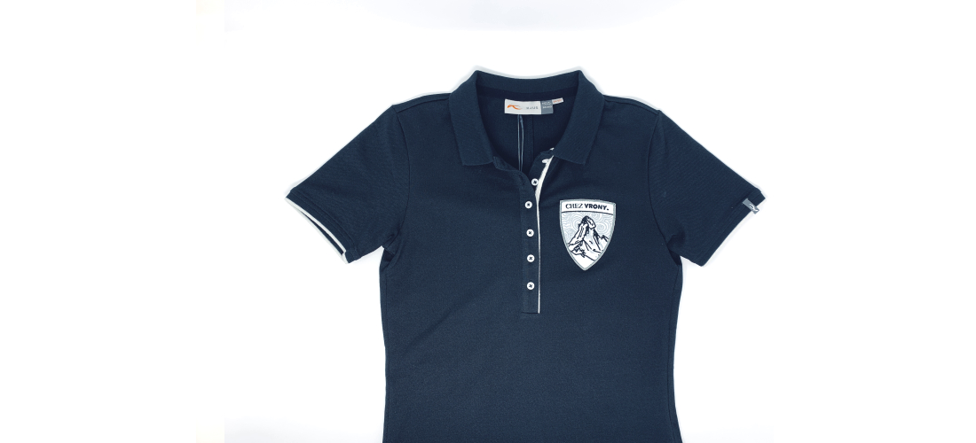 The classic Chez Vrony black Polo Shirt in collaboration with KJUS