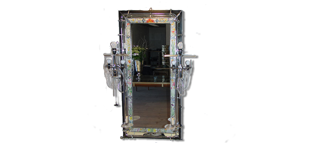 Mirror with glass frame